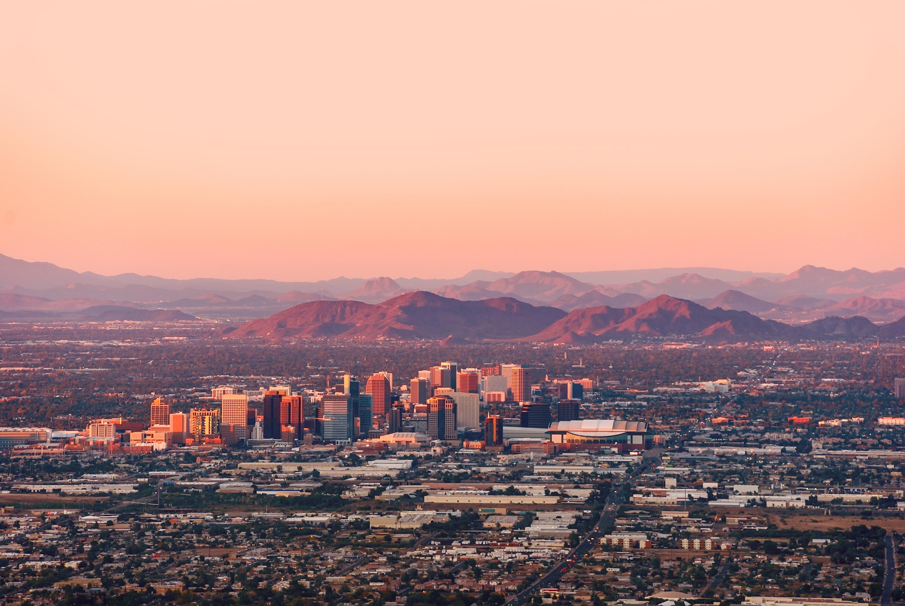 Phoenix, Arizona cityscape at sunset