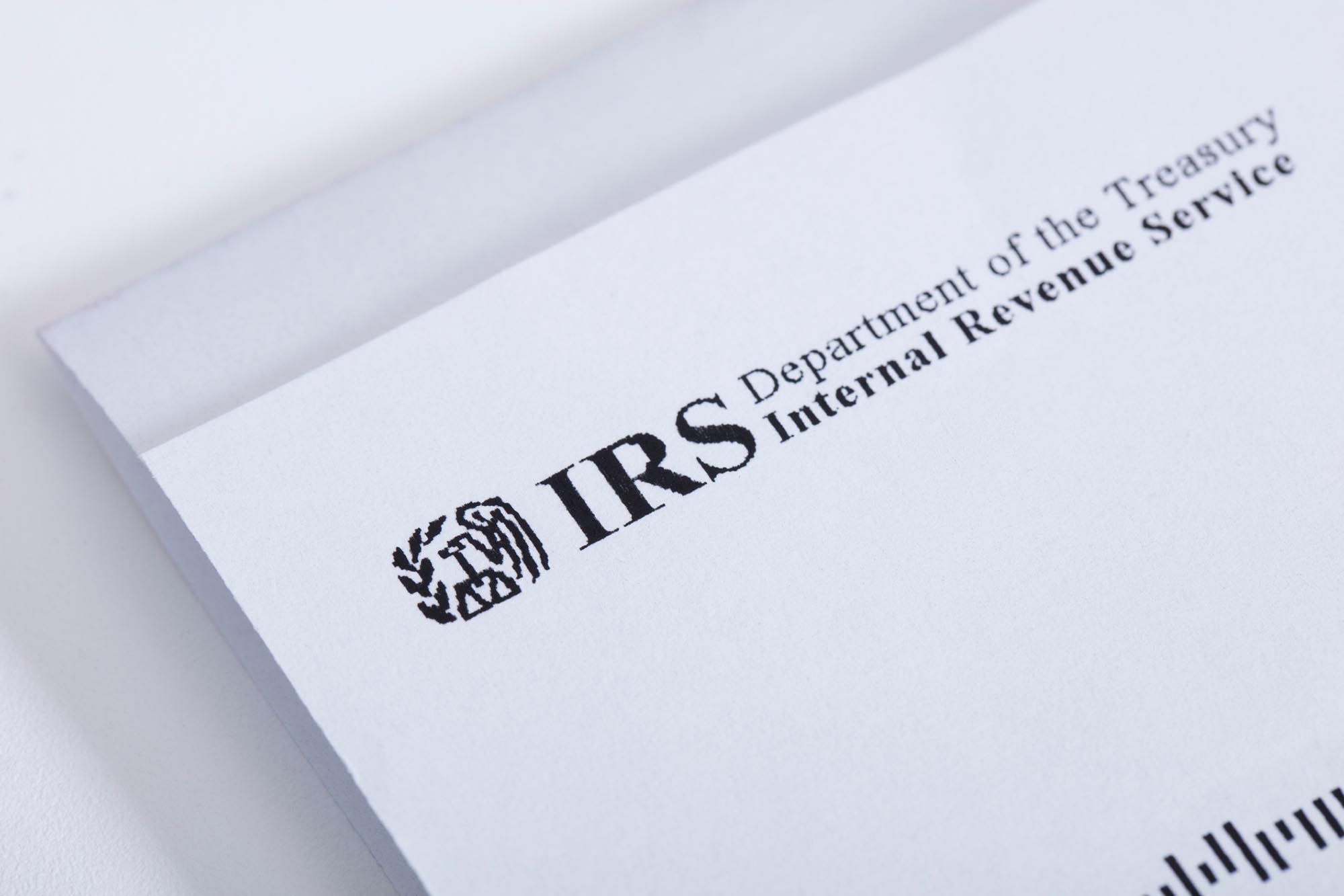 A closeup of the letterhead from the IRS notice